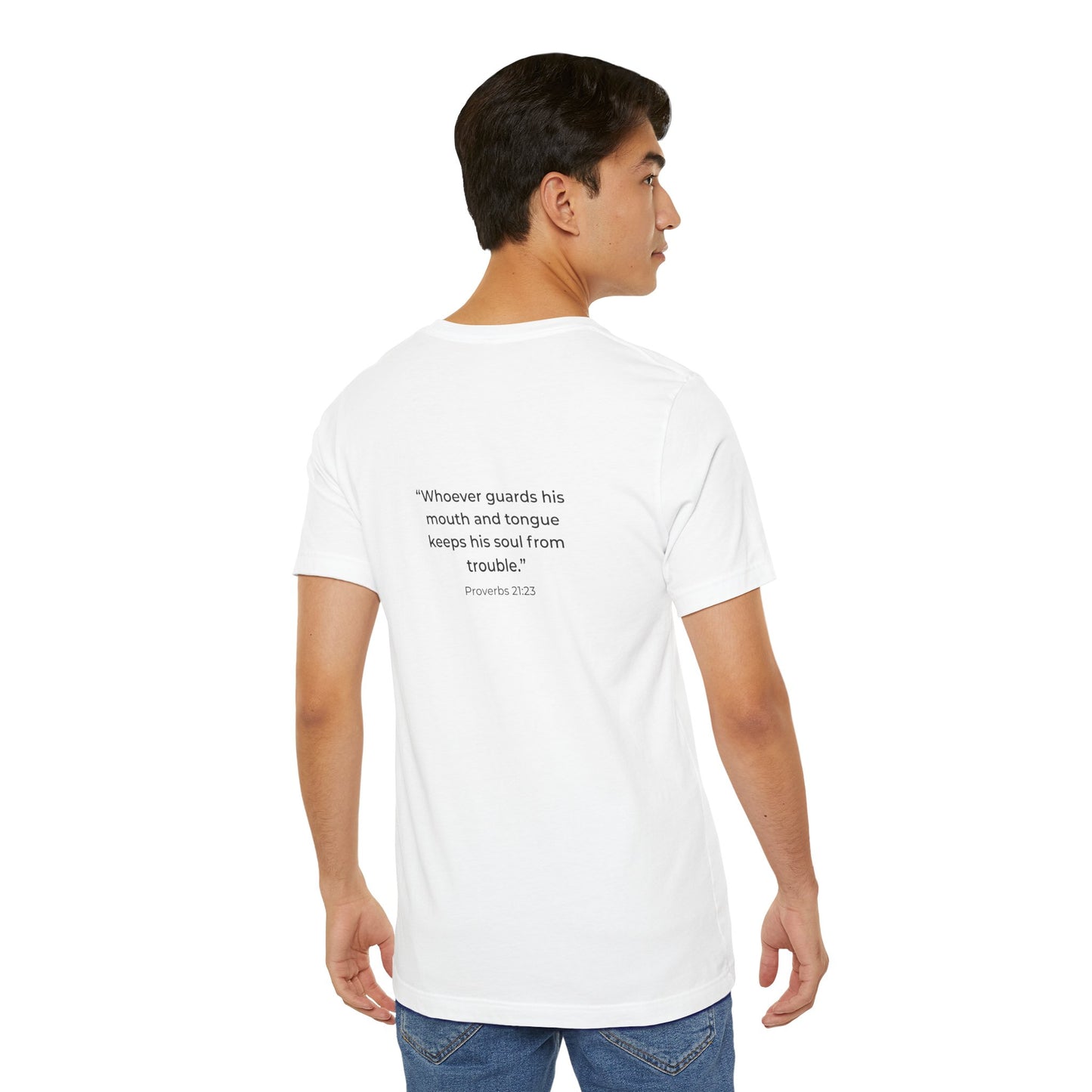 Guard Your Mouth Tee (White Edition) – Proverbs 21:23